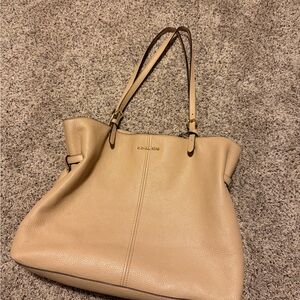 Michael Kors Beige Leather Tote Bag